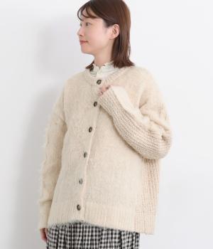 ブークレ起毛MIXカーディガン(アイボリー-F)