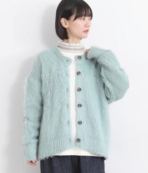 ブークレ起毛MIXカーディガン(サックス-F)