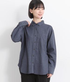 綾織表起毛先染めスタンダードシャツ(ネイビー-F)
