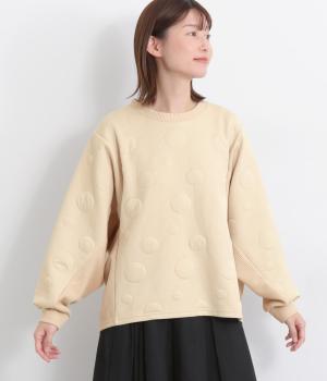 ランダムふくれドットジャカード×ニットソー脇リブプルオーバー(生成り-F)