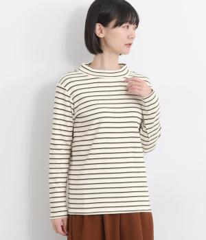 スムース裏起毛タートルネックプルオーバー(アイボリーマルチボーダー-F)