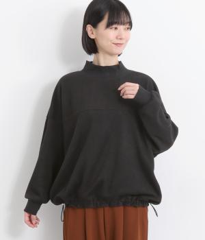 ダブルフェイスワイド裾ドロストプルオーバー(クロ-F)