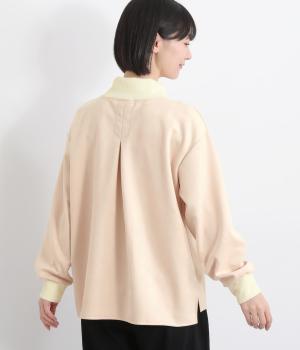 ピーチダブルフェイスリブ襟プルオーバー(エクリュ-F)