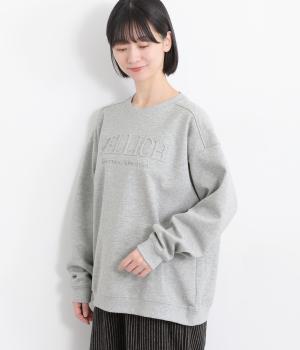 コットンフィールポンチエンボス加工ロゴプルオーバー(杢グレー-F)