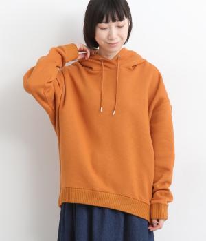 ニットリブフーディ長袖(オレンジ-F)