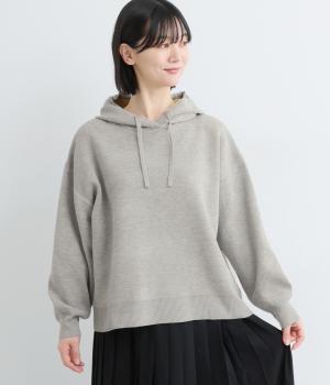 12G　スエットライクミット　配色フーディープルオーバー