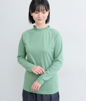 CVC微起毛天竺スモッキングプルオーバー(グリーン-F)