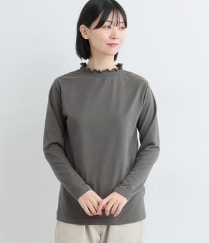 CVC微起毛天竺スモッキングプルオーバー(チャコール-F)