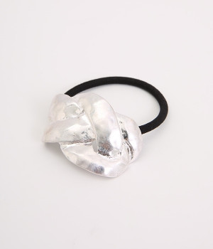 三つ編み風　ヘアゴム(シルバー-ONESIZE)