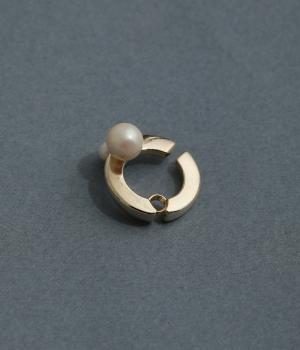 クラッチイヤリング　2粒パール(ゴールド-F)