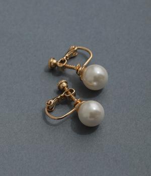 1粒パールイヤリング(ゴールド-F)