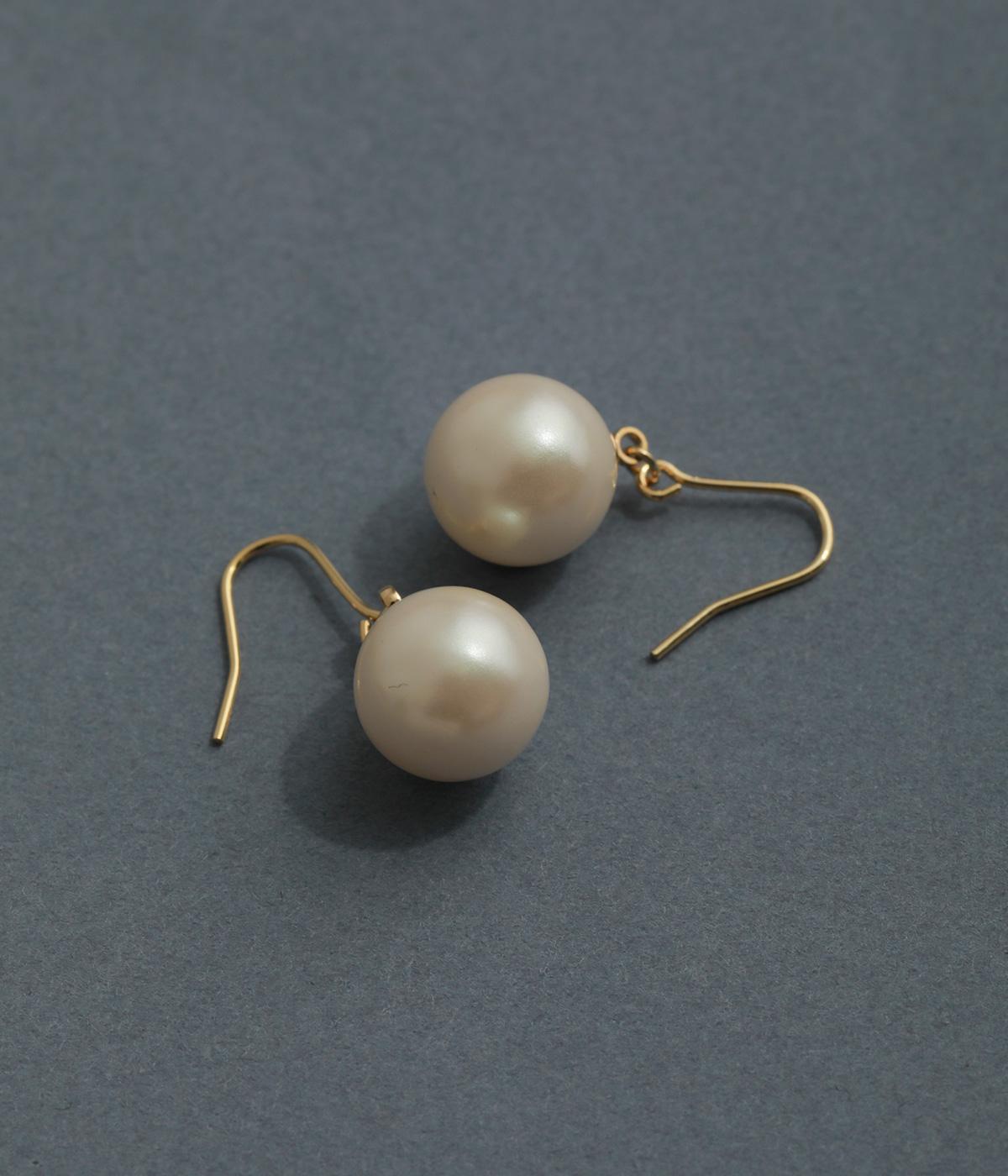 1粒パールフックピアス(ゴールド-F)