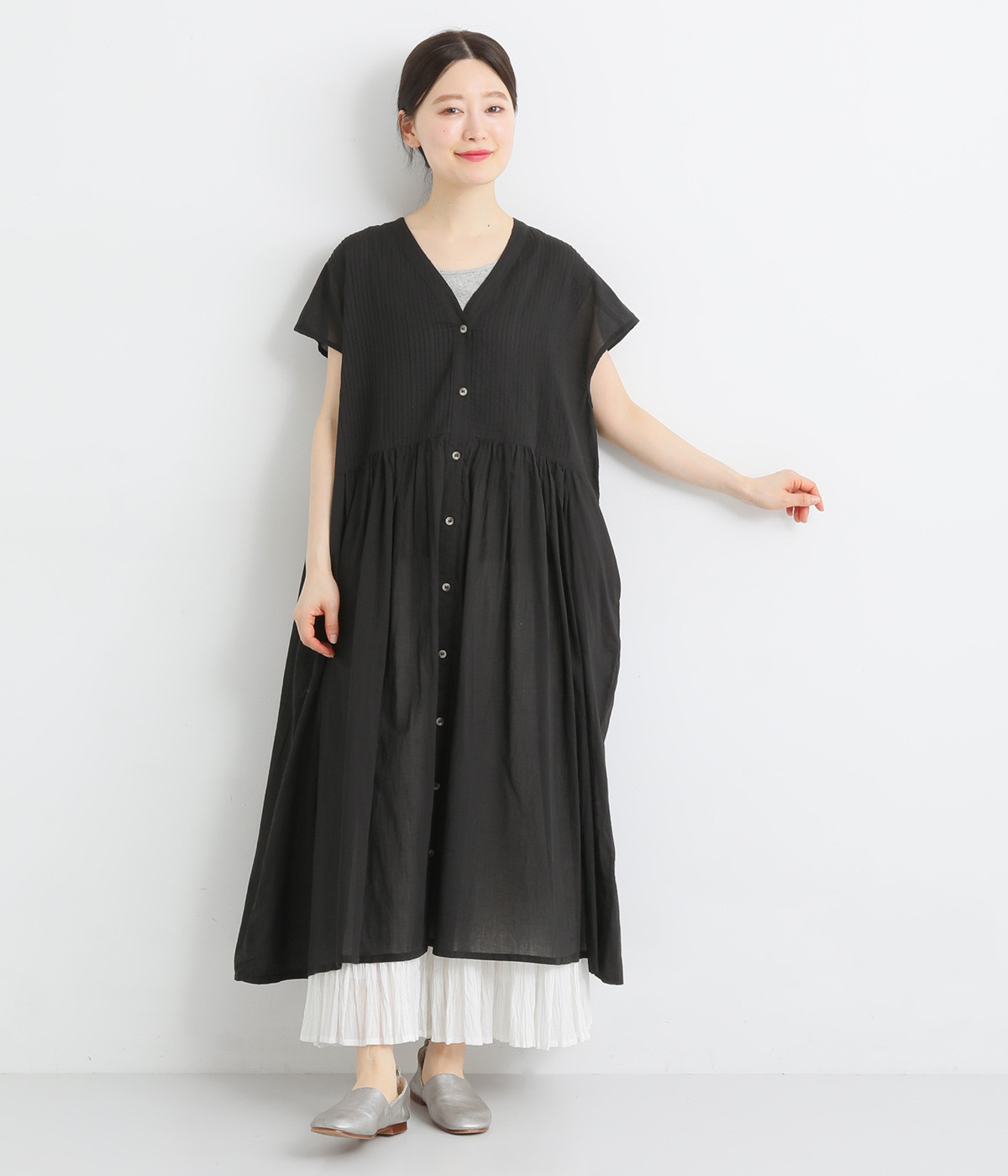 【定価23980円】コットンボイル×マニーレース フリル袖 ピンタックワンピース CHILD WOMAN - ＜Dot and Stripes＞コットンボイル×マニーレース