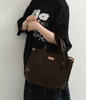 カウレザートートバッグ(ブラック-ONESIZE)