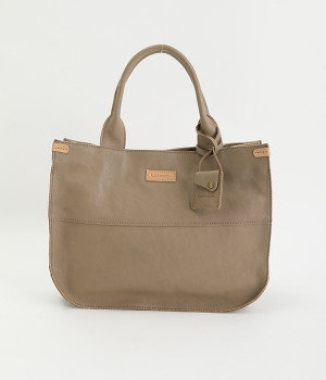 カウレザートートバッグ(グレーベージュ-ONESIZE)