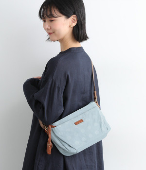 ナイロンドット　カウレザーミニショルダー