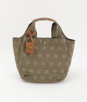 ナイロンドット　カウレザートート(グレーベージュ-ONESIZE)