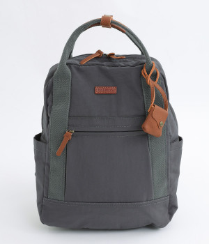 リンクルナイロン　カウレザーリュック(グレー-ONESIZE)