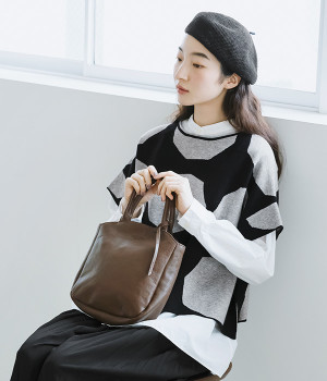 カウレザー アーチミニトート(ダークブラウン-ONESIZE)