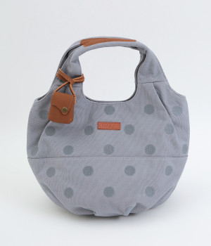 ドット刺繍　ラウンドトート(ブルー-ONESIZE)