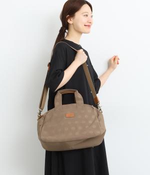 ナイロンドットボストン(グレーベージュ-ONESIZE)