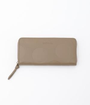 カウレザードットラウンドファスナーウォレット(グレーベージュ-F)