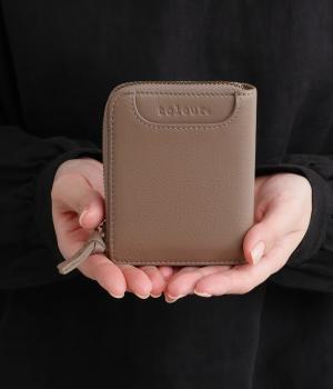 カウレザーミニファスナーウォレット(グレーベージュ-F)