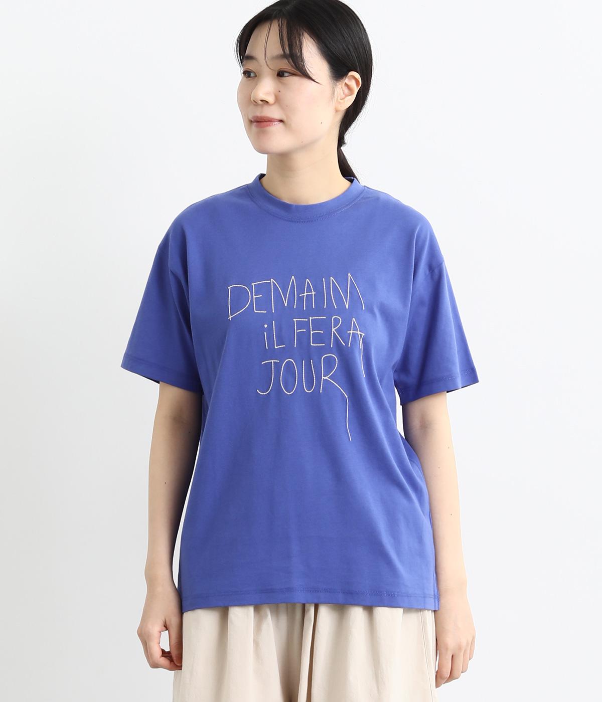 ロゴ刺繍Tシャツ(ダークブルー-F)