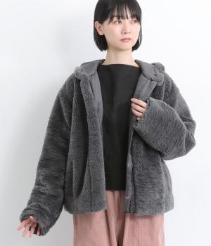 フーデッドファーブルゾン(ダークグレー-F)