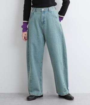 ルーズバレルカラージーンズ(ブルー-F)