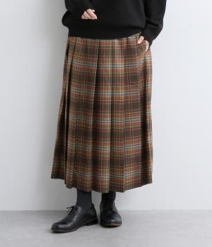 2wayチェックプリーツスカート(オレンジ-F)