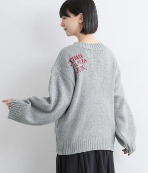 バックロゴ刺繍ルーズカーディガン