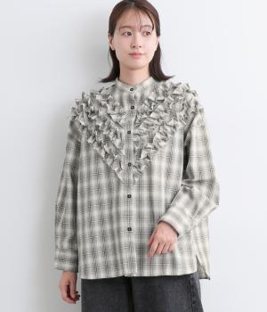 フロントフリルチェックシャツ