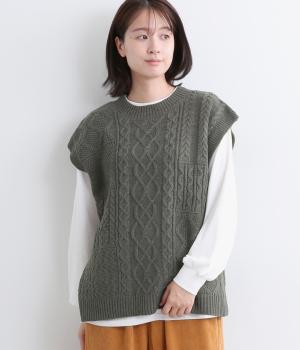 2wayケーブルニットベスト×ロンTセット