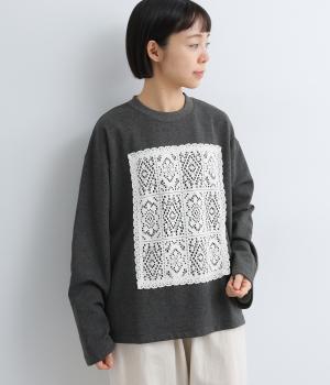 フロントレースデザイントップス(ダークグレー-F)