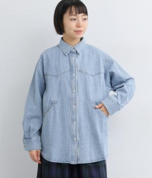 ウエスタンヨークデニムシャツ(ブリーチ-F)