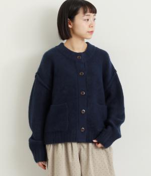モックネックニットカーディガン(ネイビー-F)
