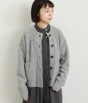 モックネックニットカーディガン(グレー-F)