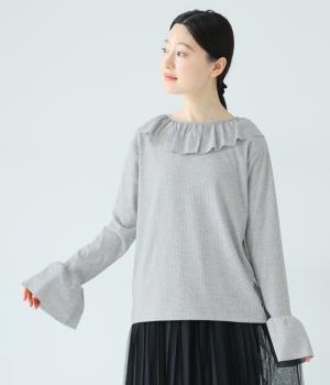 2wayラッフルカラートップス(ライトグレー-F)
