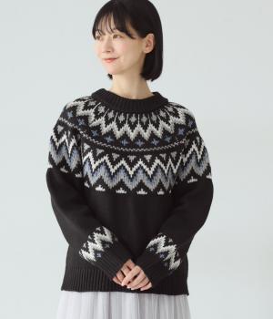 求心ジャカードニット(ブラック-F)