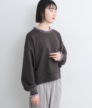 ニット付属使いトレーナー(ダークグレー-F)