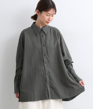 オーバーサイズフレアシャツ(ダークグレー-F)