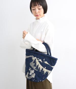 雪山デニム抜染バッグ
