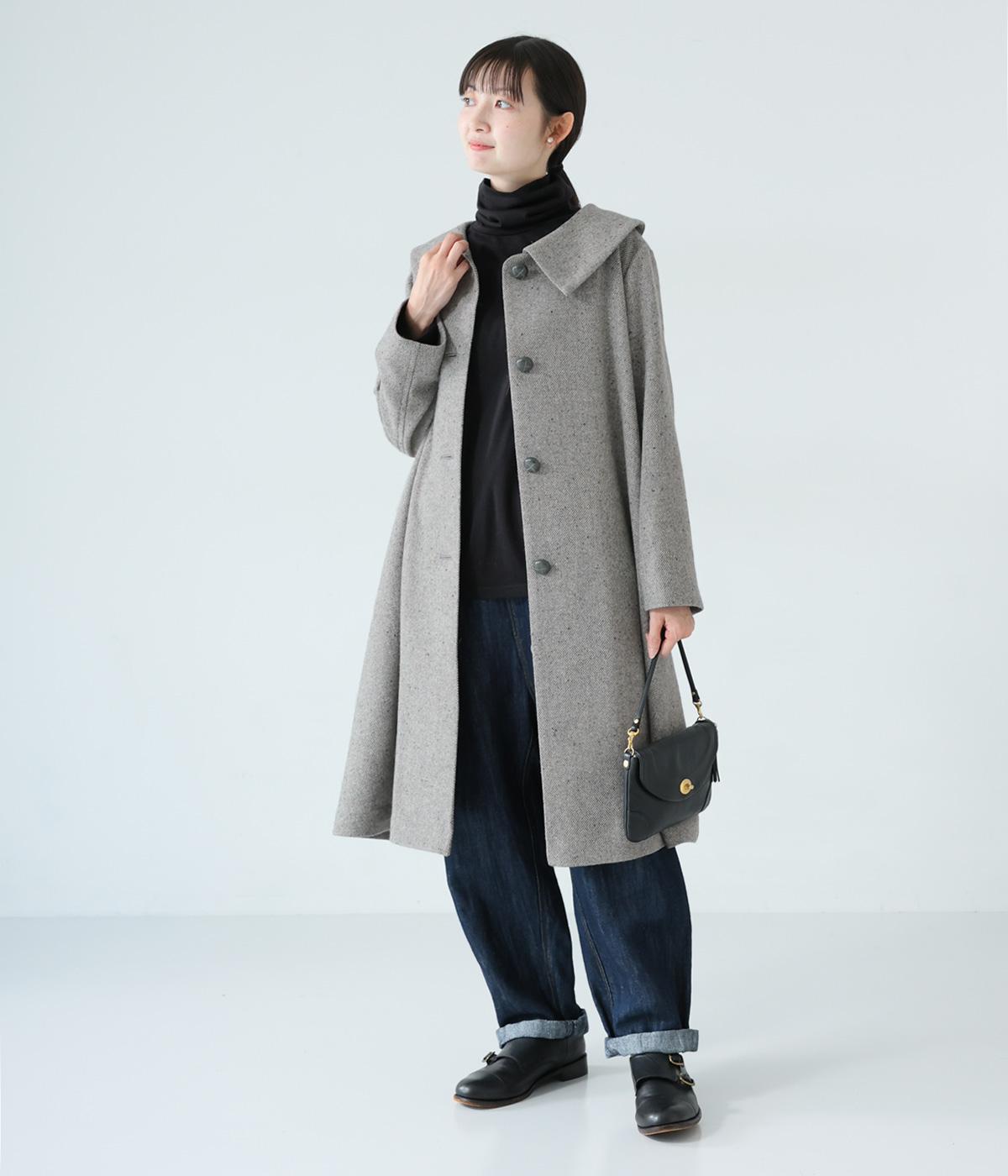 ウール混襟付きフレアコート（+One）の商品詳細