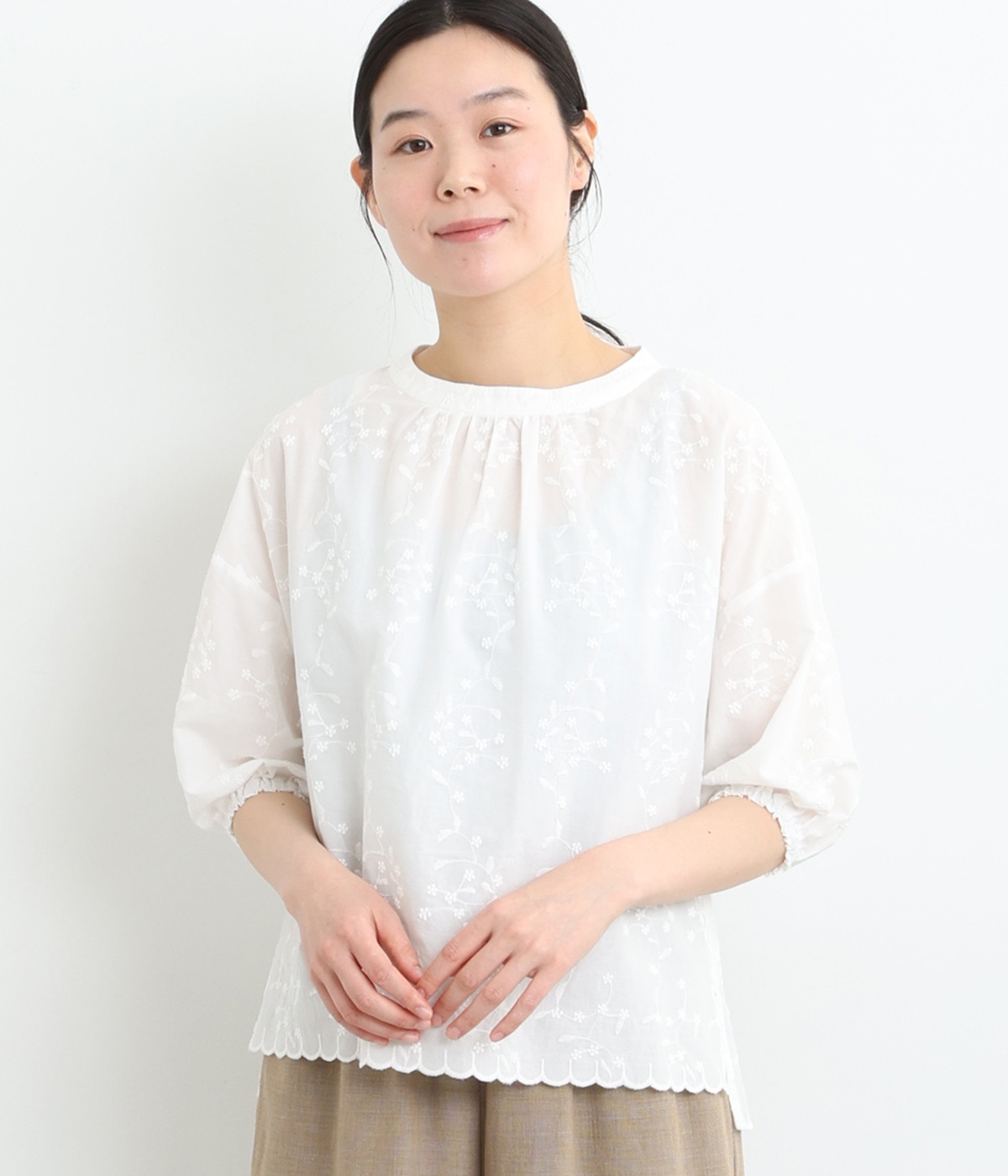 Cygne 袖バルーン刺繍ブラウス Aman サイズ0