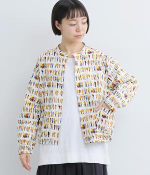 コットン総柄裾ギャザーブルゾン
