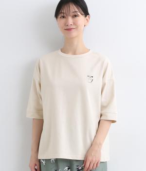 コットンワンポイントいぬ刺しゅうプルオーバー