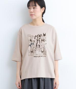 コットンいぬ集合プリントTEE