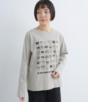 コットン天竺いろいろネコ集合プルオーバー