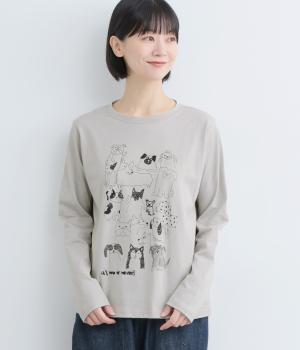 コットン天竺落書きワンコ集合プルオーバー